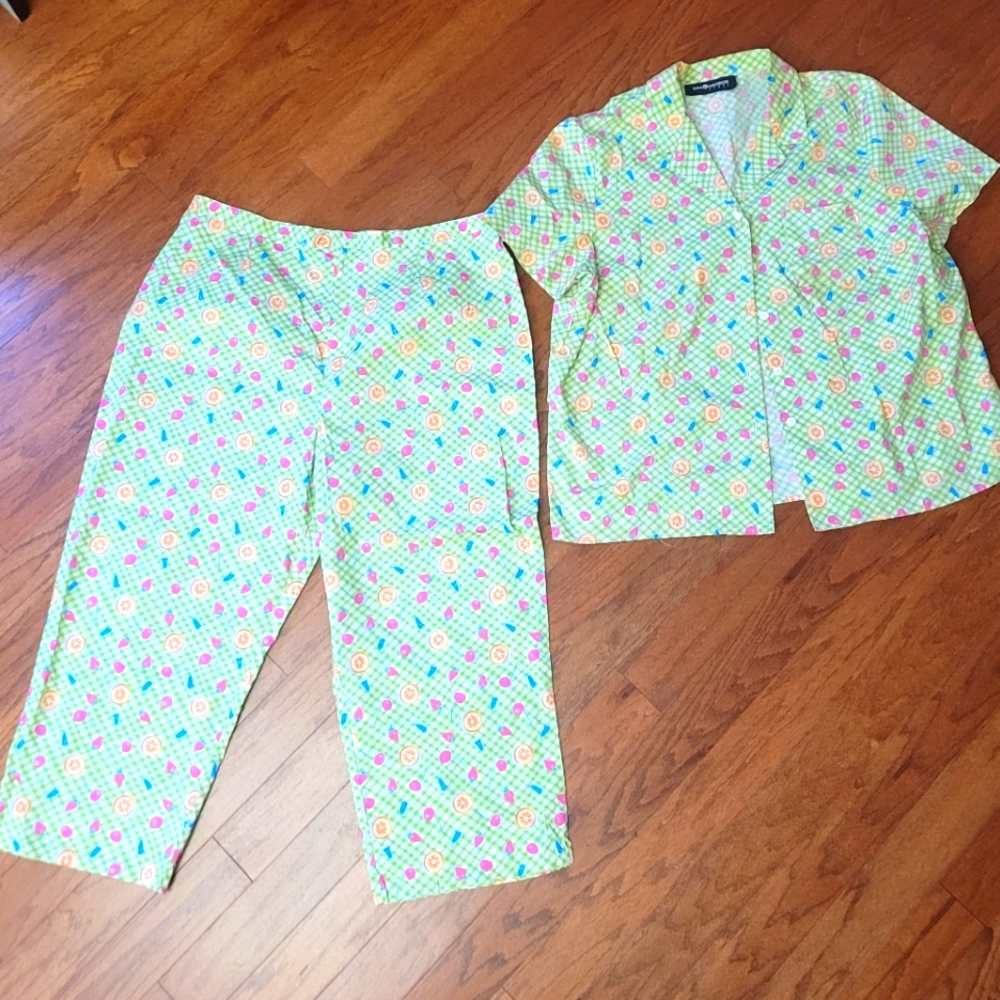 Vintage | RARE 2-Piece Gingham Summer Fruit Set Sz. XL